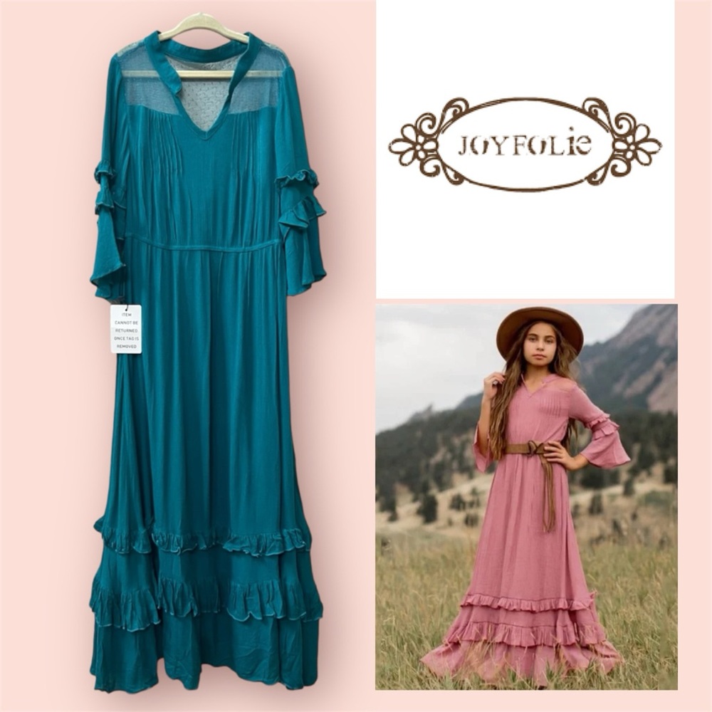 NWT Size 6 Joyfolie Mariana Long Dress in North Sea Teal